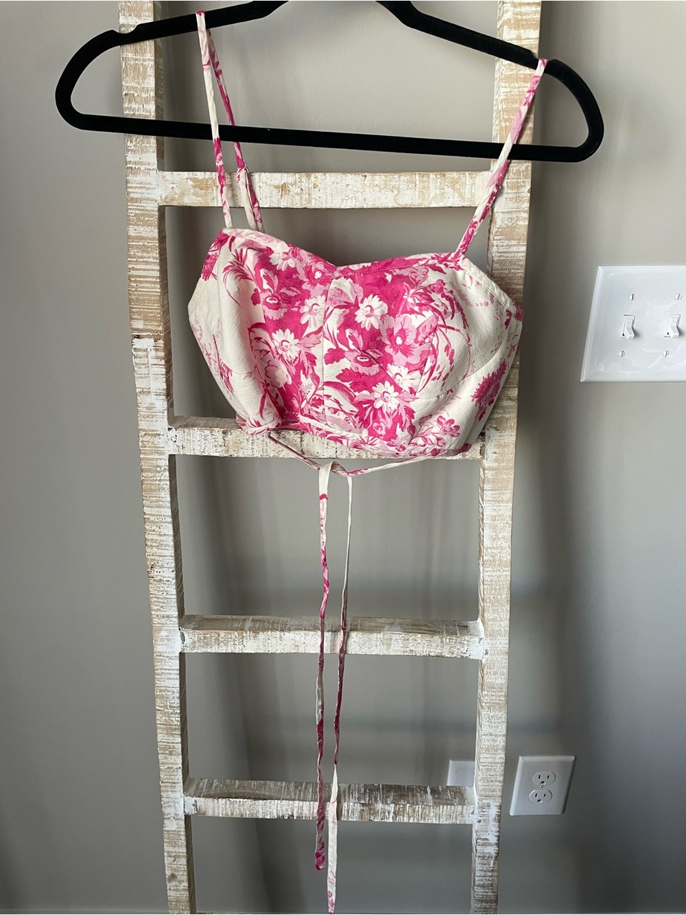 Zara Pink & Cream Floral Bustier Bandeau